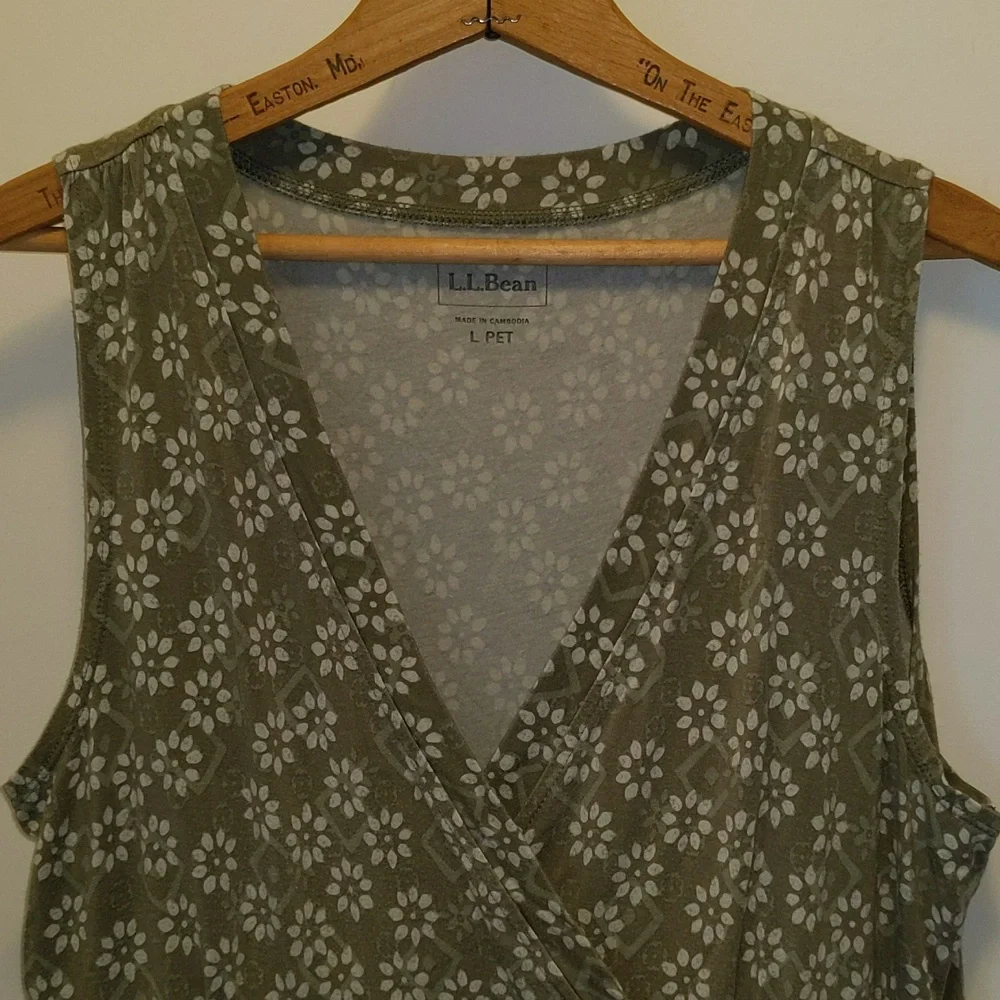 LLBean Size L Pet Sleeveless One Piece Floral Print Dress - Picture 2 of 11